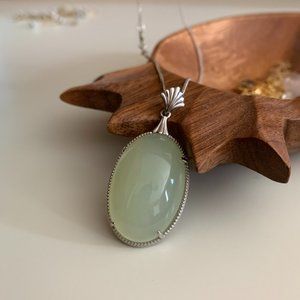 jade and sterling silver pendant
